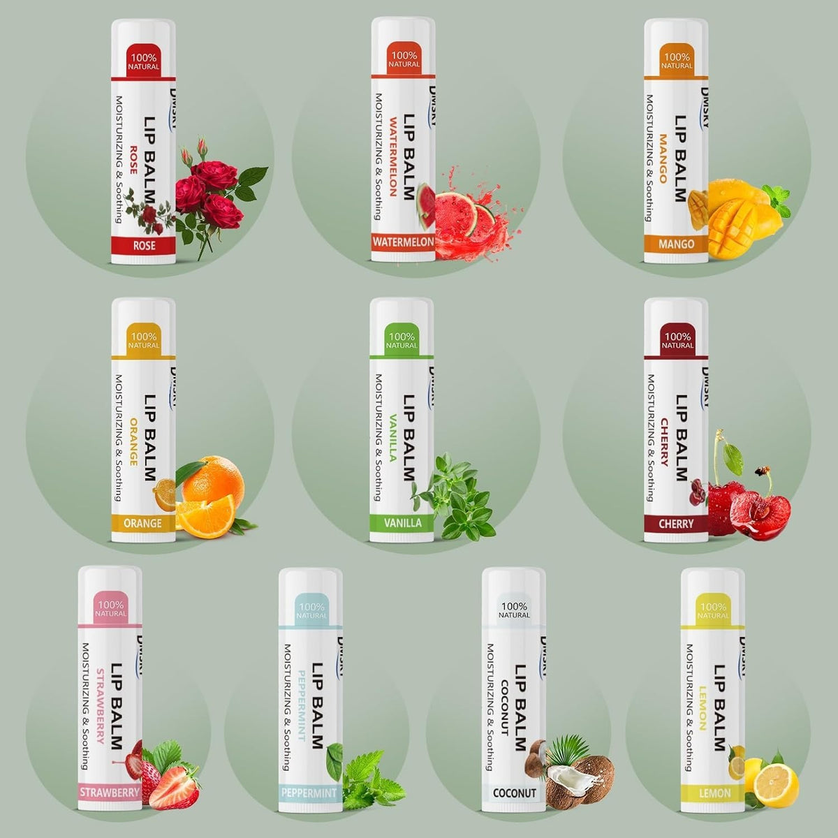 Fruit Lip Balm Set - Hydrating Non-Waxy Moisturizer for Men, Women, Kids
