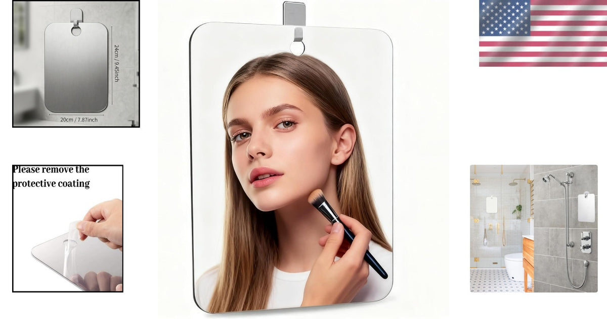 Travel Wall Mount Mirror for Shaving Makeup - Compact Shower Bathroom Mirror