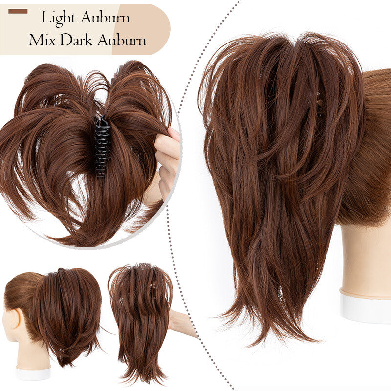 Bendable Clip-In Ponytail Hair Extension - Short 12-Inch Synthetic Bun