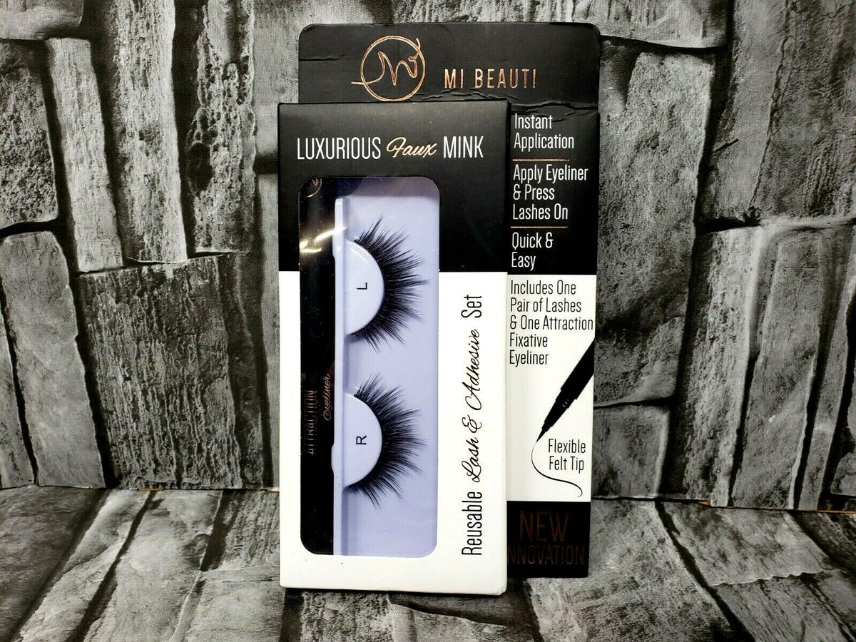 Faux Mink Eyelash and Eyeliner Bundle - Luxurious False Lashes Set