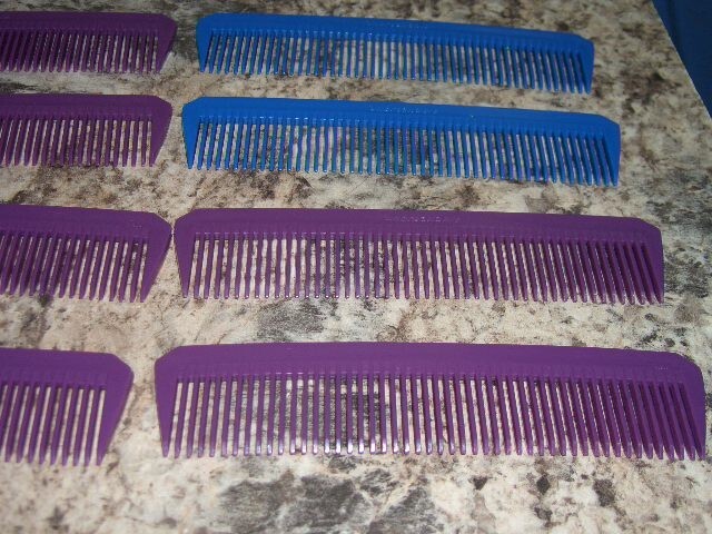 Vintage Purple and Blue Pocket Comb Set - Unbreakable 8 Pack Purse Combs