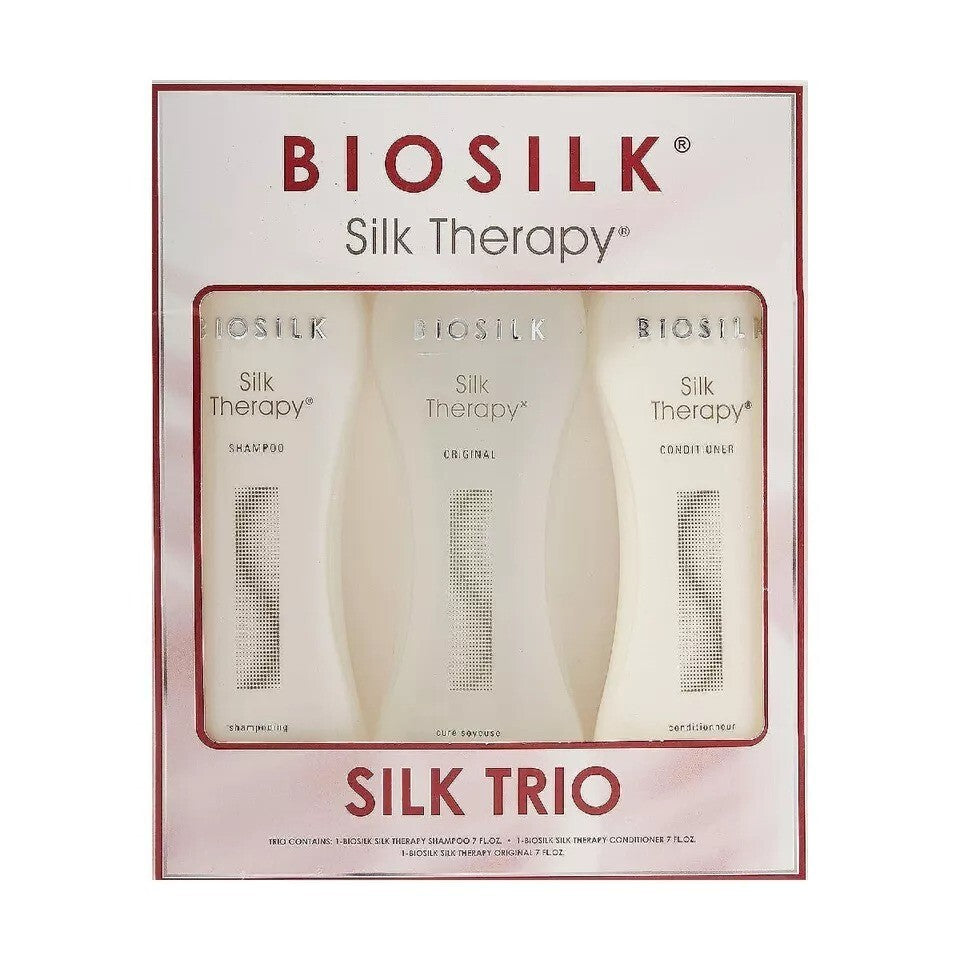 BioSilk Silk Therapy Trio 7oz Leave-in treatment Shampoo Conditioner