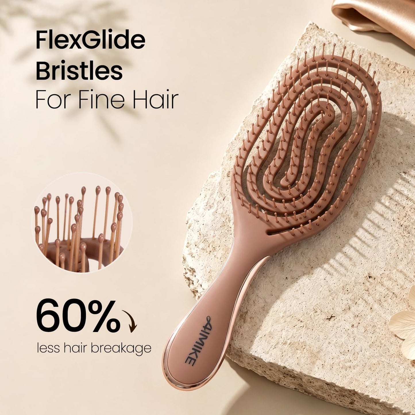 Spiral Flex Hair Brush for Detangling & Scalp Massage - Mocha