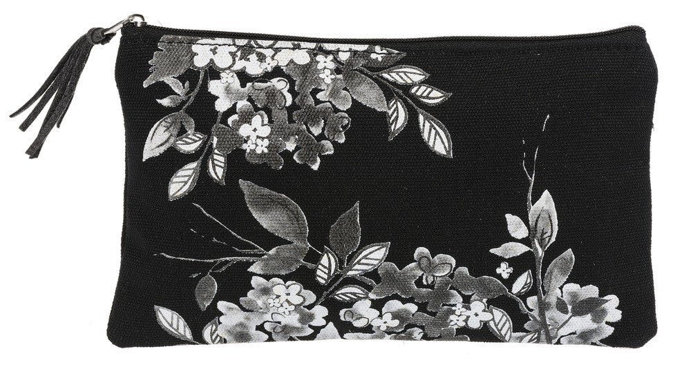 Women's Canvas Makeup Bag - 8.5x5in Cosmetic Case with Floral Print