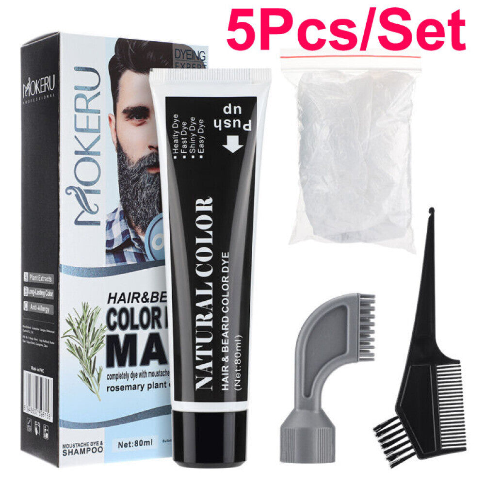 Beard Hair Color Dye Cream - Natural Black Darkening