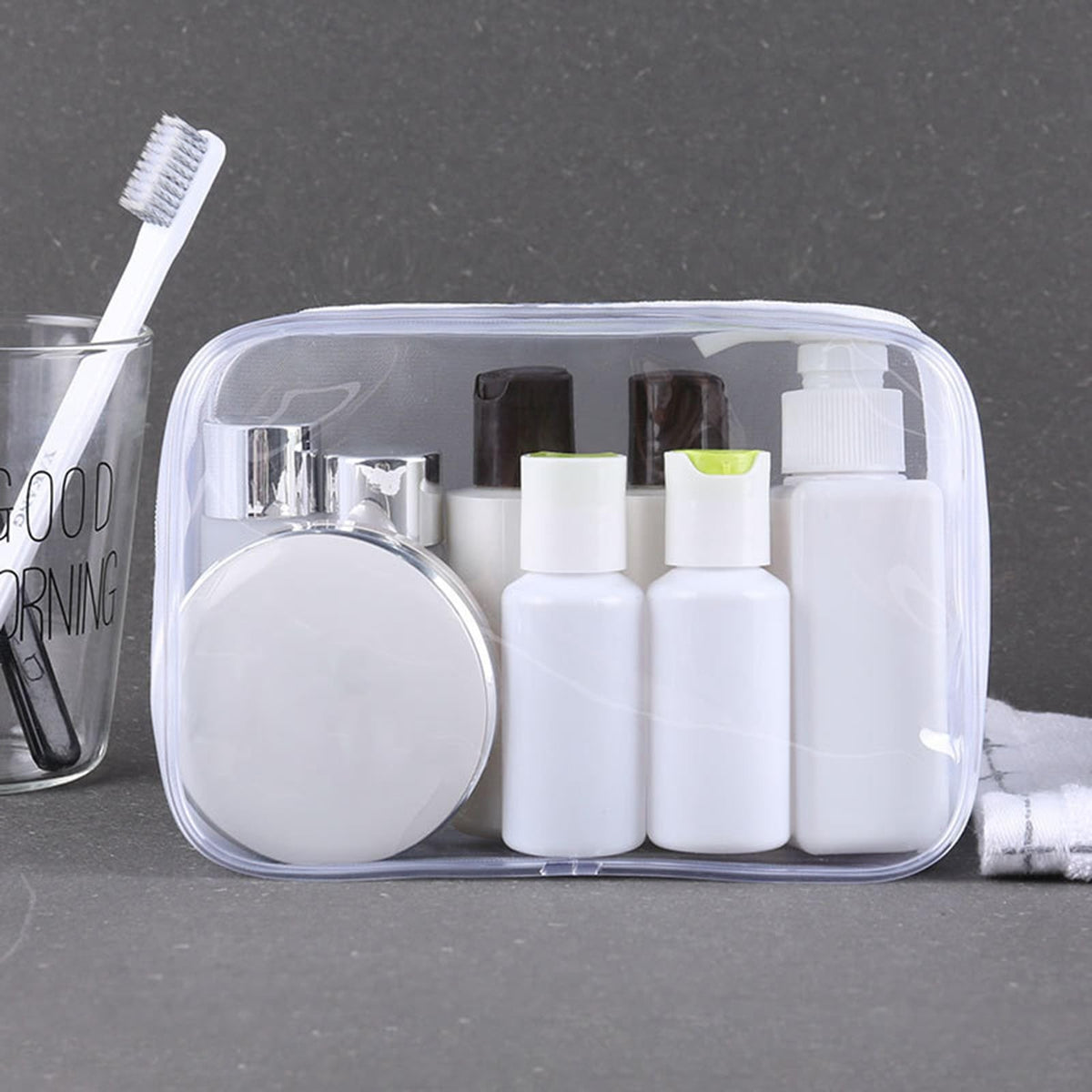 20 Pack Waterproof Clear Cosmetic Bags for Women and Men PVC Toiletry Organizer