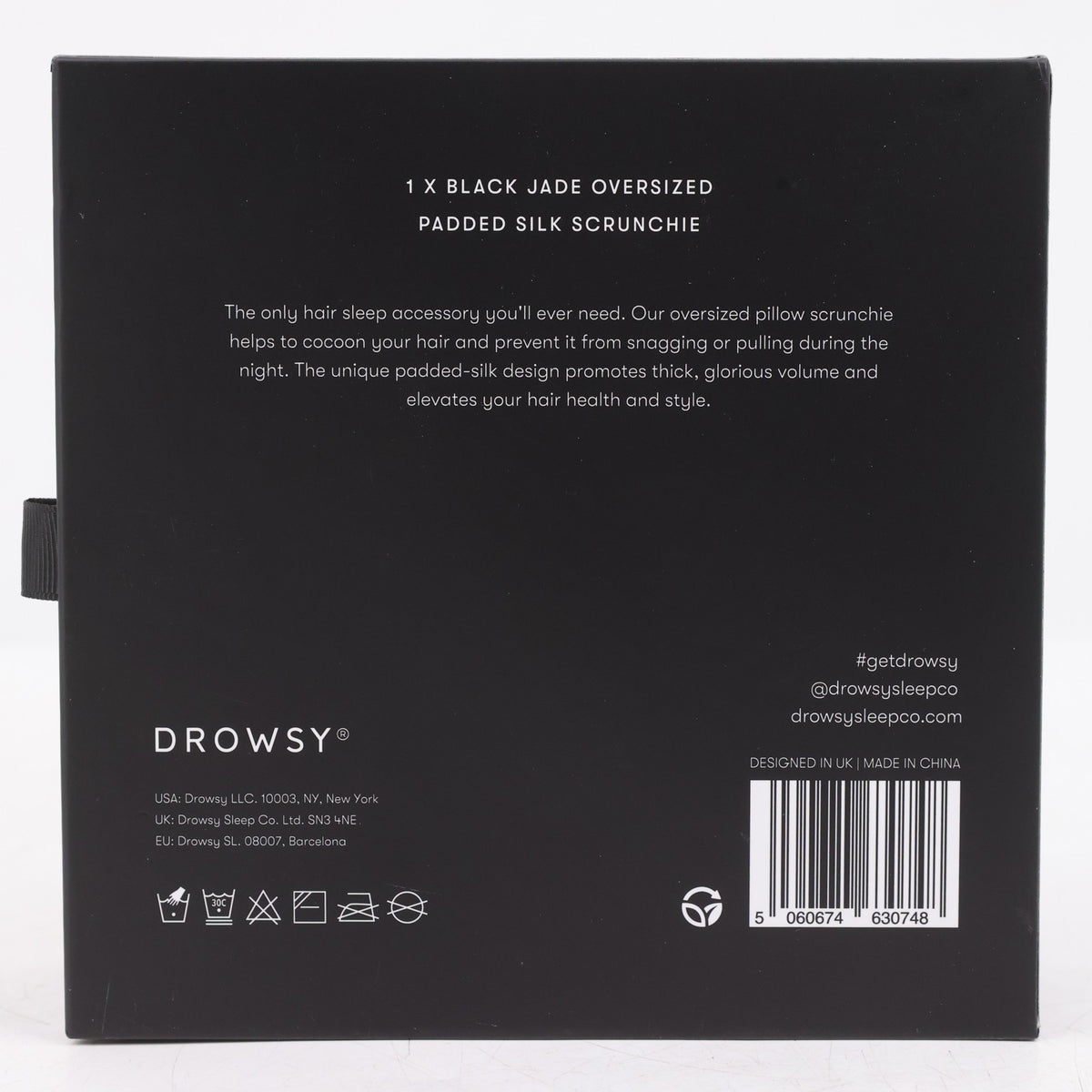 Drowsy Sleep Co Oversized Padded Silk Pillow Scrunchie Black Jade