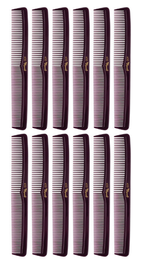 Professional All-Purpose Hair Cutting Combs - 12 Pack, 7-Inch Plum Purple