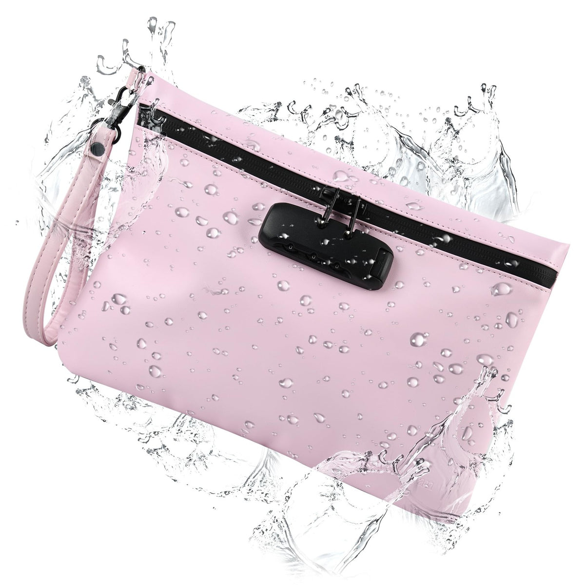 Travel Smell Proof Pouch with Combination Lock Waterproof Organizer Pink
