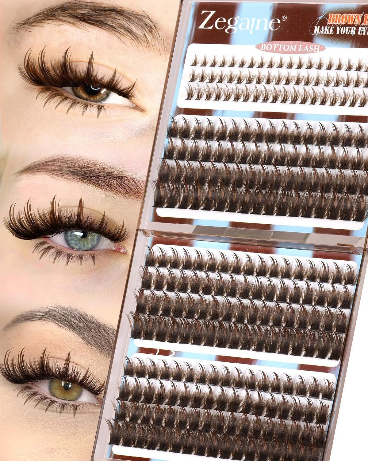 Brown Wispy Lash Clusters 12-18mm False Eyelash Extensions - 264PCS