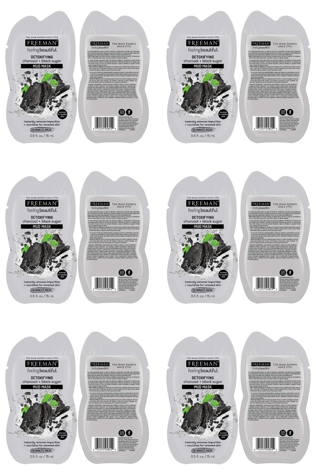 Charcoal Detoxifying Mud Mask - 6 Pack, 0.5 oz Each