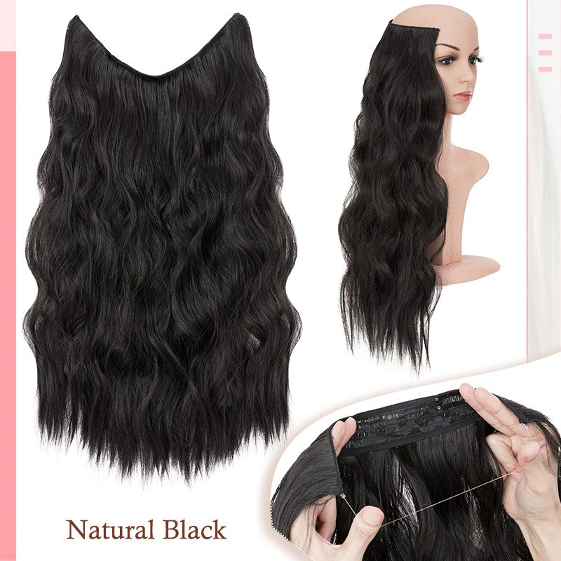 Invisible Wire Clip-In Hair Extensions with Clips & Replacement Wires - Natural & Wavy, 20/24 Inch