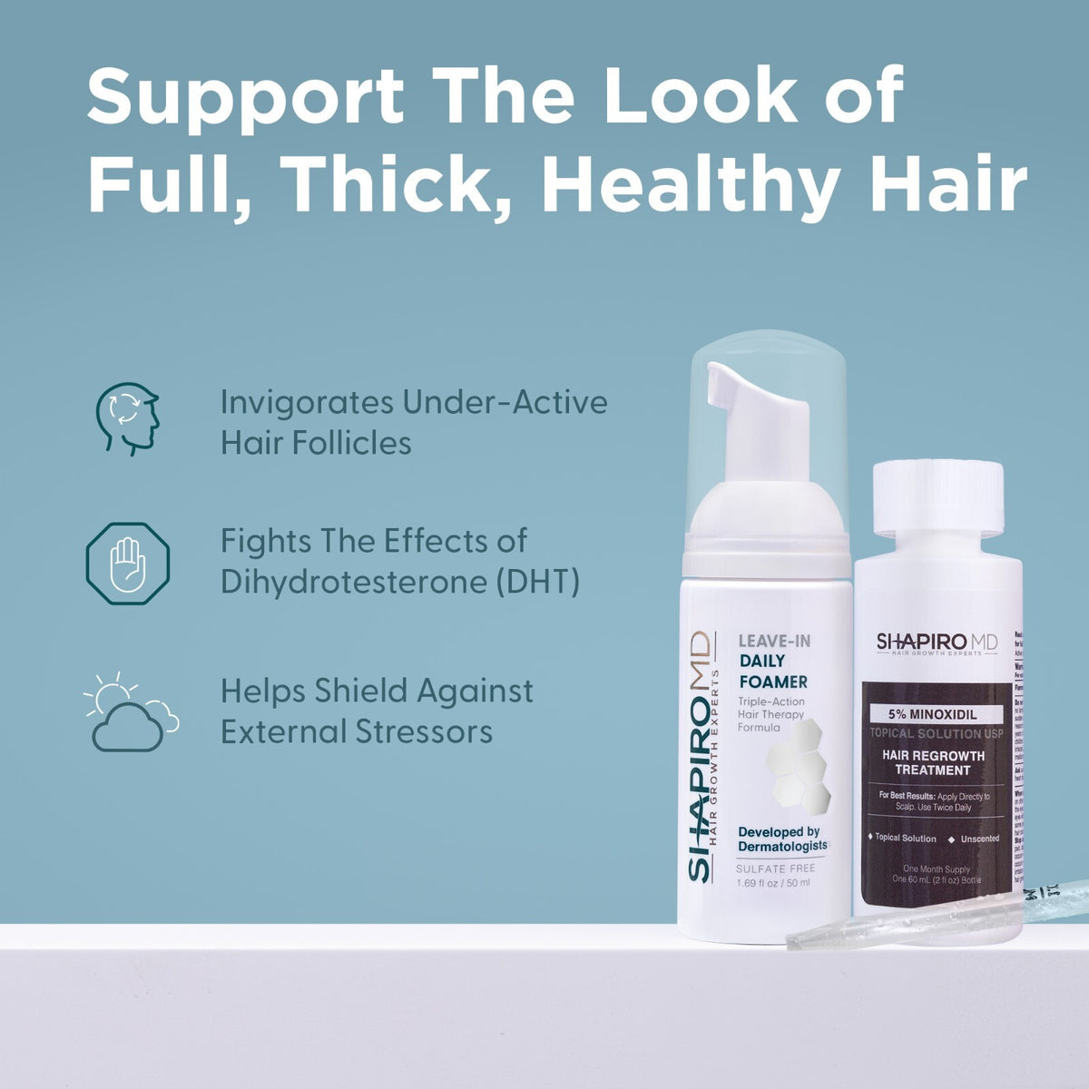 Men's Hair Regrowth Kit - 5% Minoxidil Foam & Serum