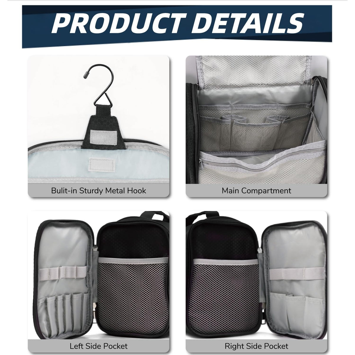 Large Capacity Water-Resistant Hanging Toiletry Bag for Travel