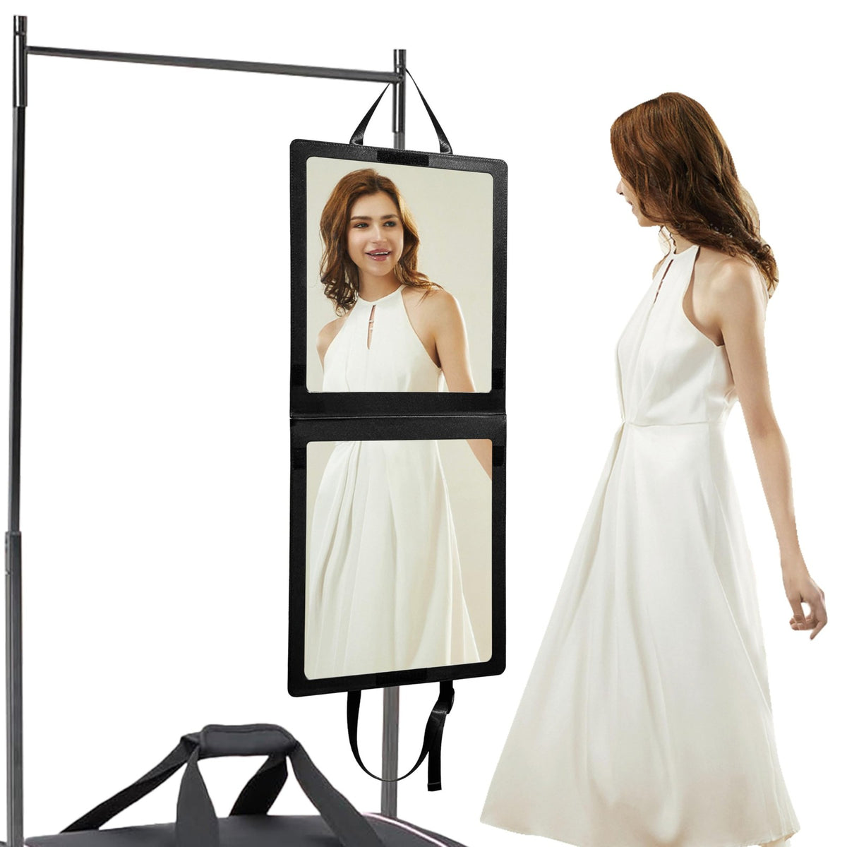 Foldable Full-Length Camping Mirror 33x13 Inch Shatterproof Hanging Travel