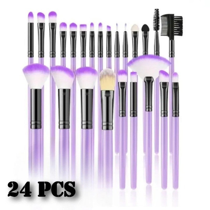 Professional 24pcs Makeup Brush Set with Soft Synthetic Bristles & Wooden Handles