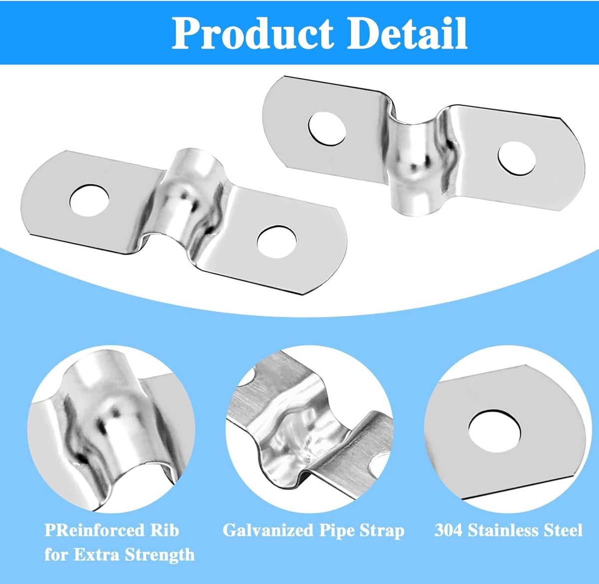 50Pcs Stainless Steel Tube Clamp Wire Shelf Clips U Bracket Hose Supports
