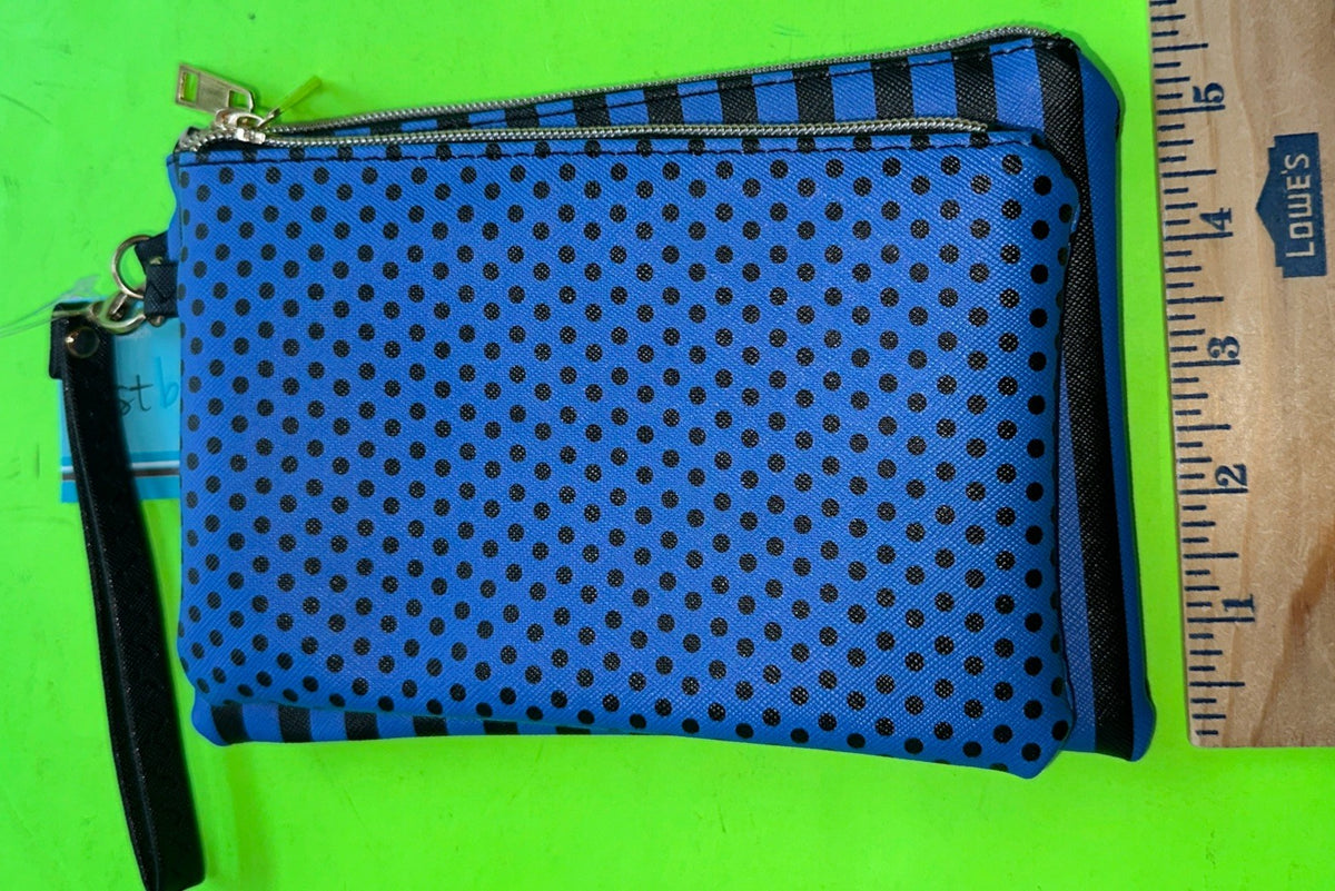 2-Pack Cosmetic Pouch Wristlet Set - Blue & Black Travel Organizer