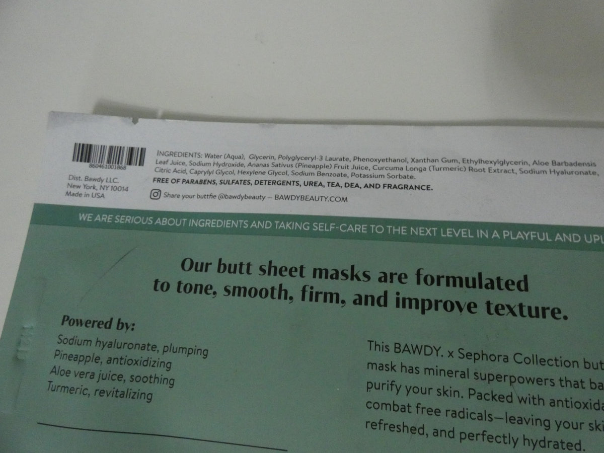 Butt Sheet Mask 0.1 oz - Plumping Smoothing Pineapple