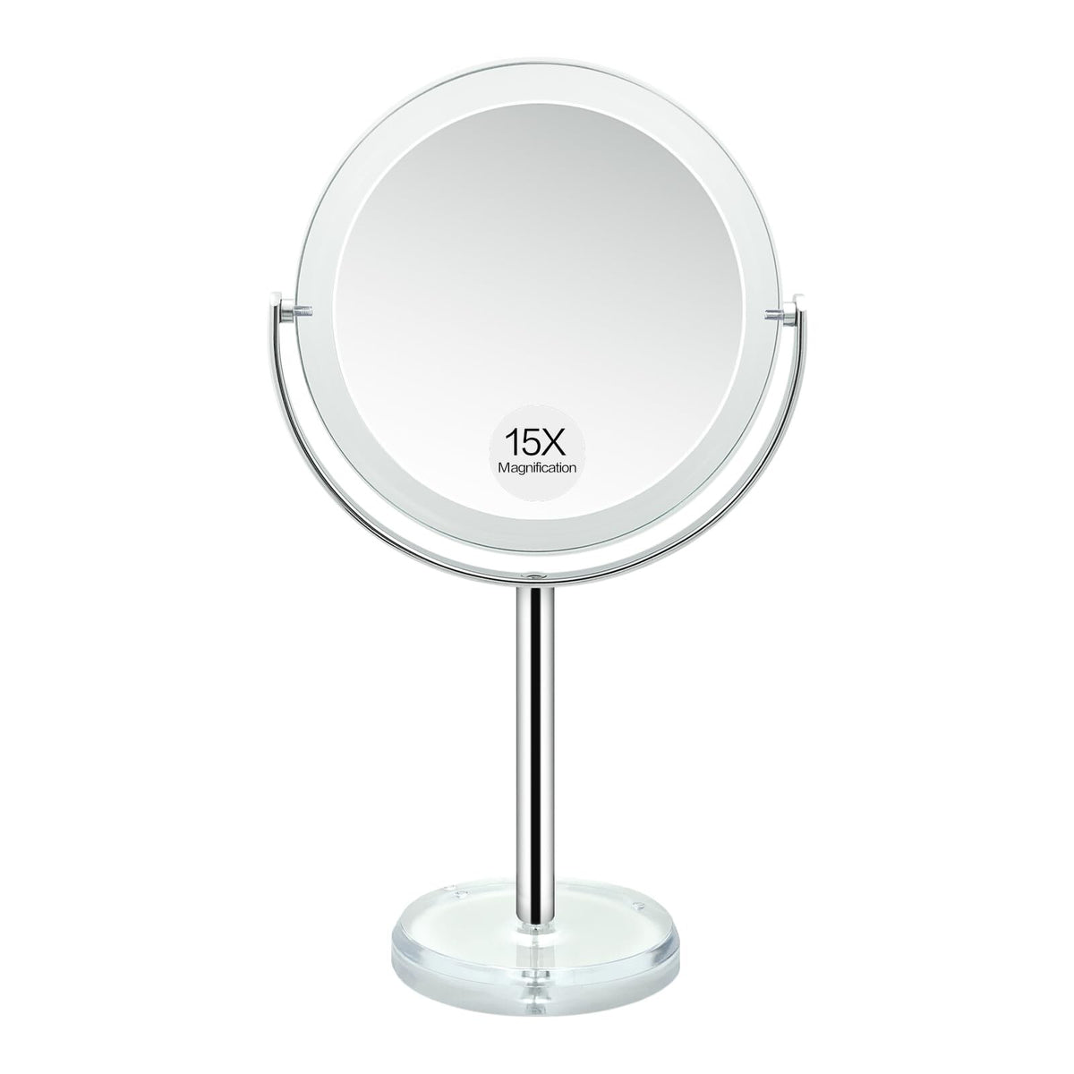 Dual-Sided 1x/15x Magnifying Makeup Mirror with Stand - 7 Inch Tabletop Vanity Mirror