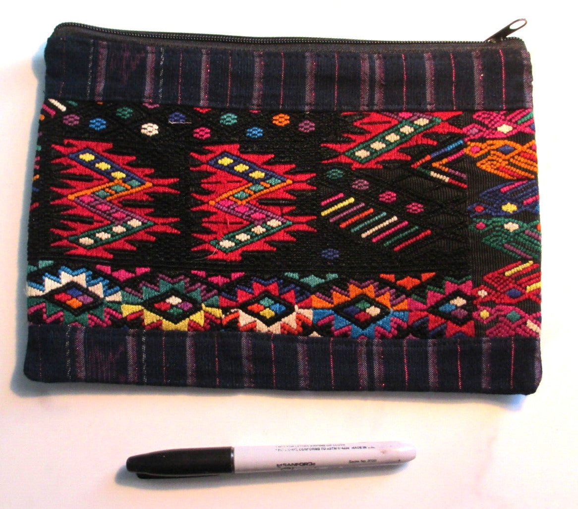 Guatemalan Handmade Huipil Wallet with Geometric Zipper Design