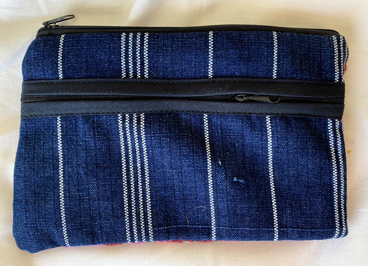 Guatemalan Hand Made Pink Zipper Wallet Case with 3 Pockets