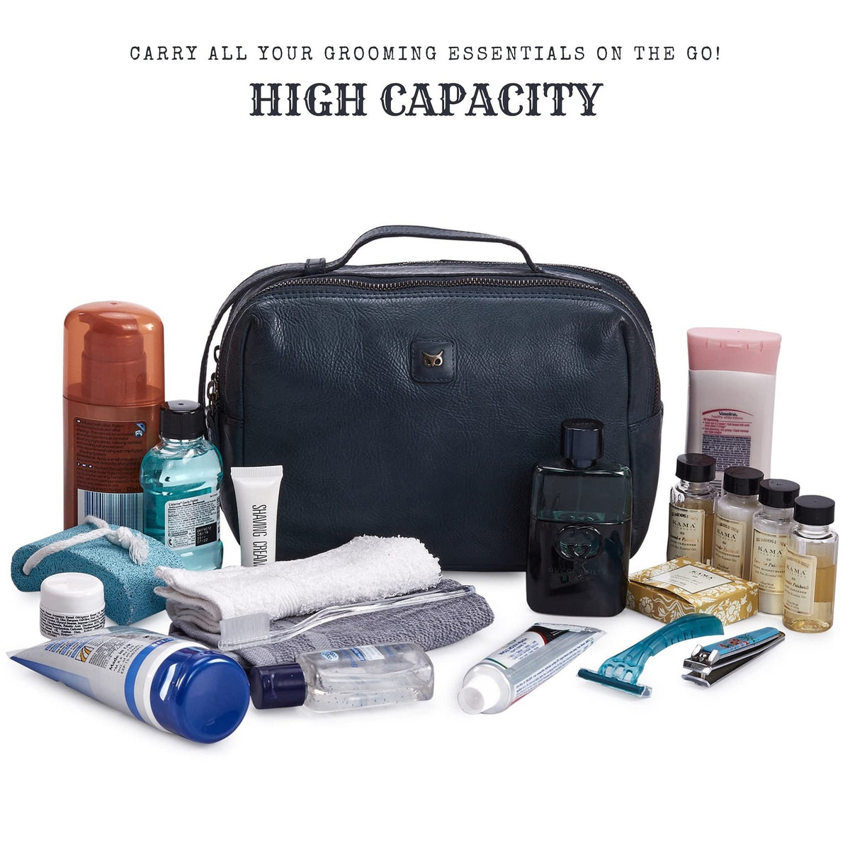 Leather Toiletry Bag Dopp Kit for Men Women Travel Organizer