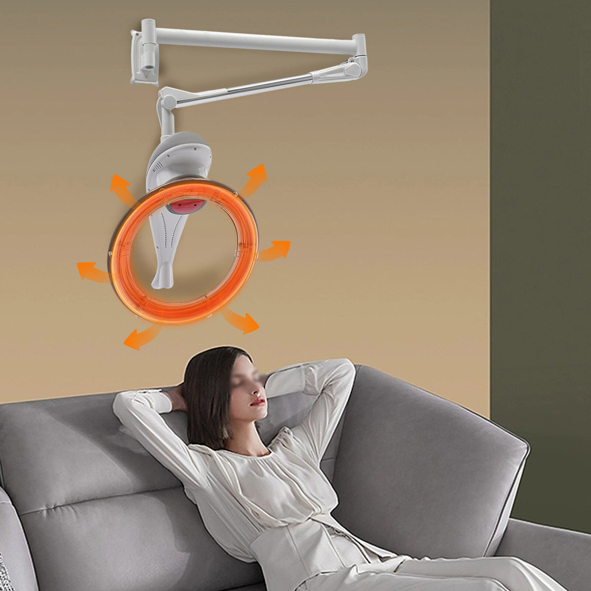Wall Mount Hair Treatment Machine with Rotating Heating Ring 950W Adjustable