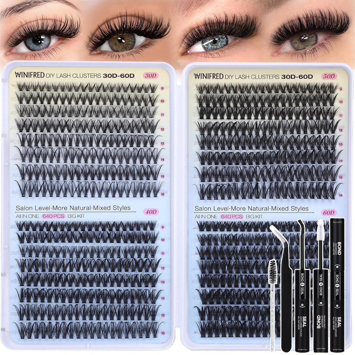 Lash Clusters Kit 640PCS DIY Individual Wispy Fluffy Lash Extensions