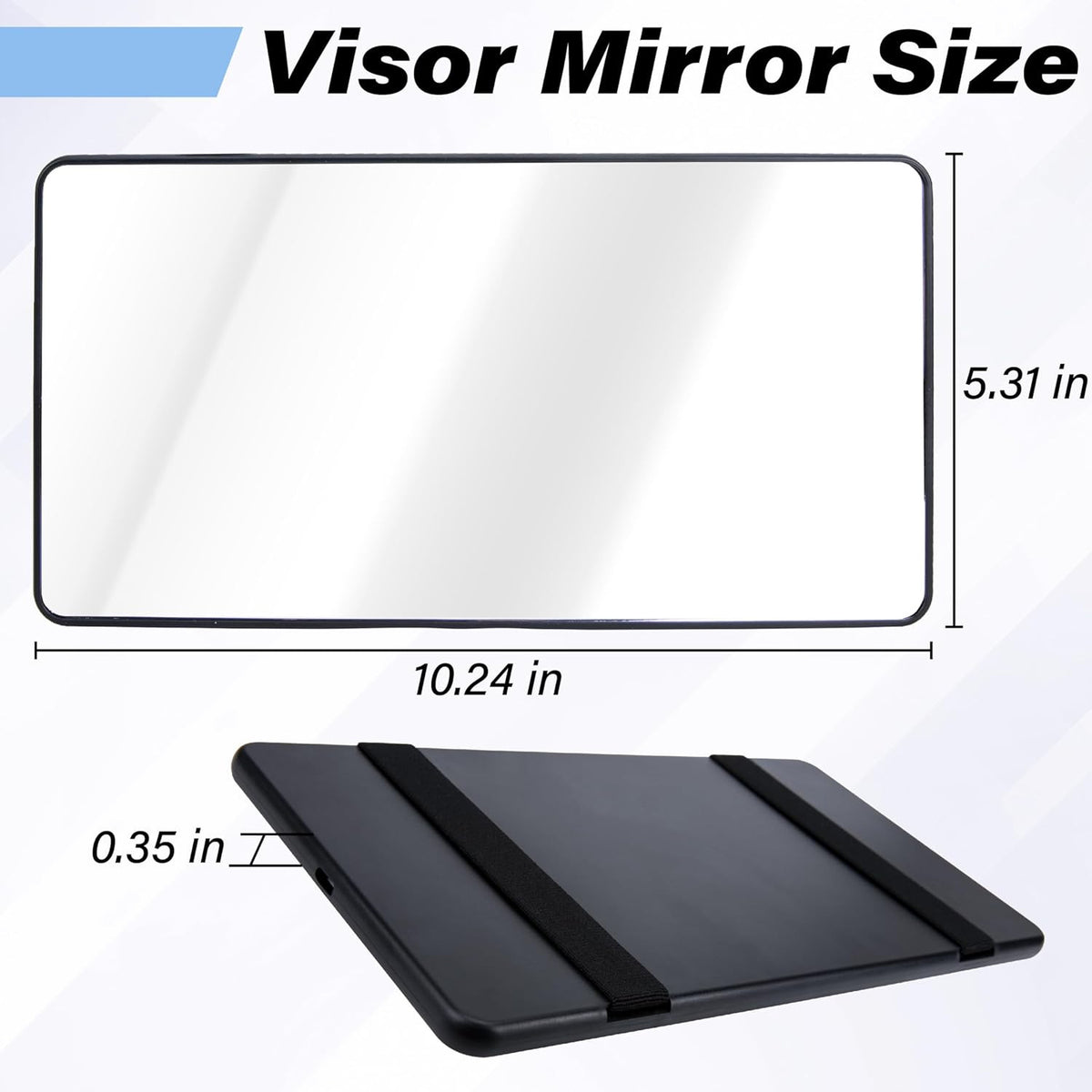 Car Sun Visor Mirror with Strap - HD Cosmetic Makeup Mirror for Vehicles