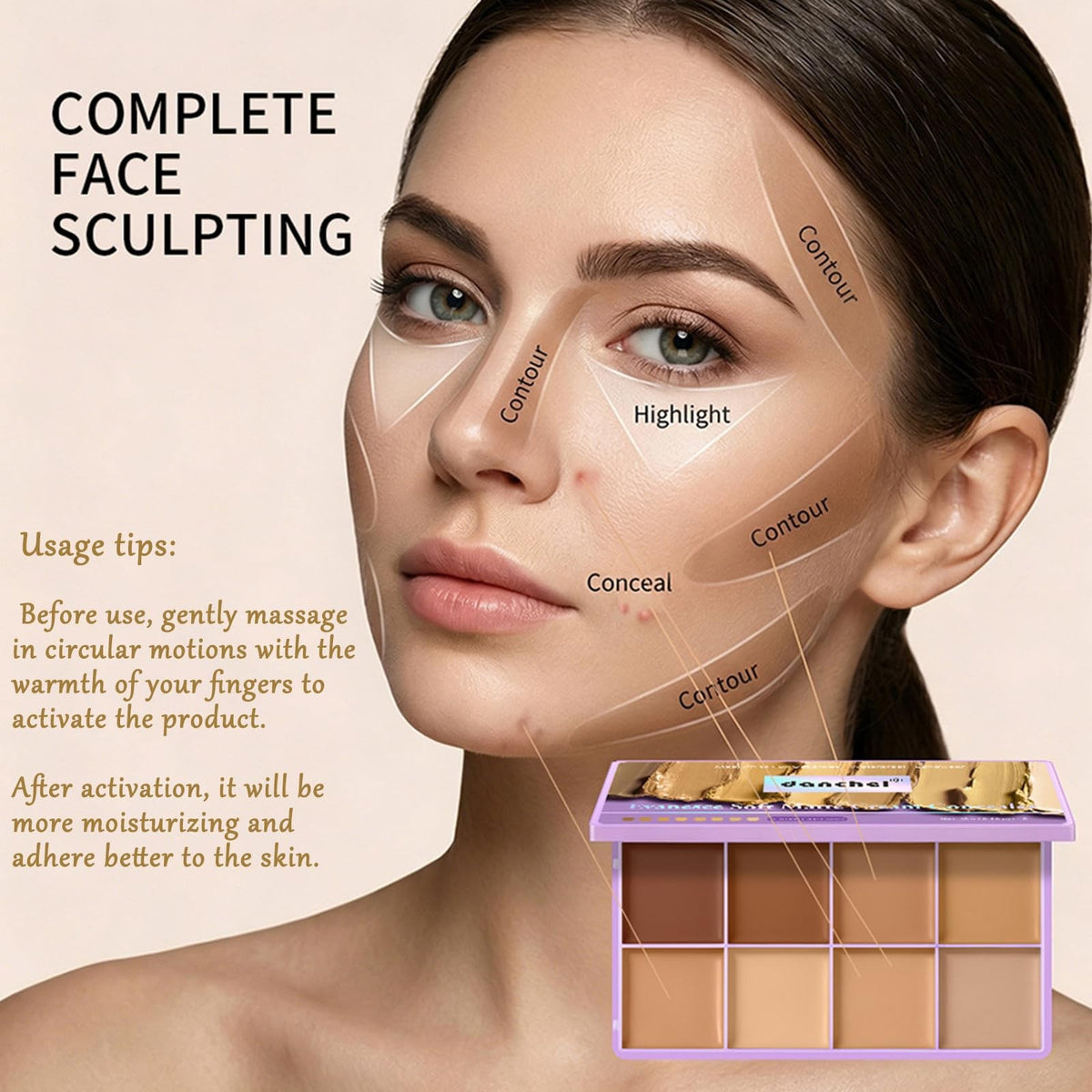 8-Color Cream Concealer Palette for Flawless Skin - Medium Shades