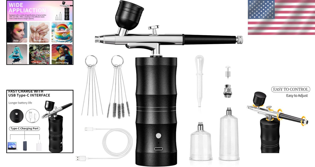 Professional Airbrush Kit with Compressor for Art, Makeup, Nail & Cake Decorating