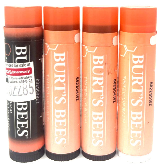 Set of 4 Burt's Bees Tinted Lip Balms - Sealed, Zinnia Shade, 0.15 oz Each