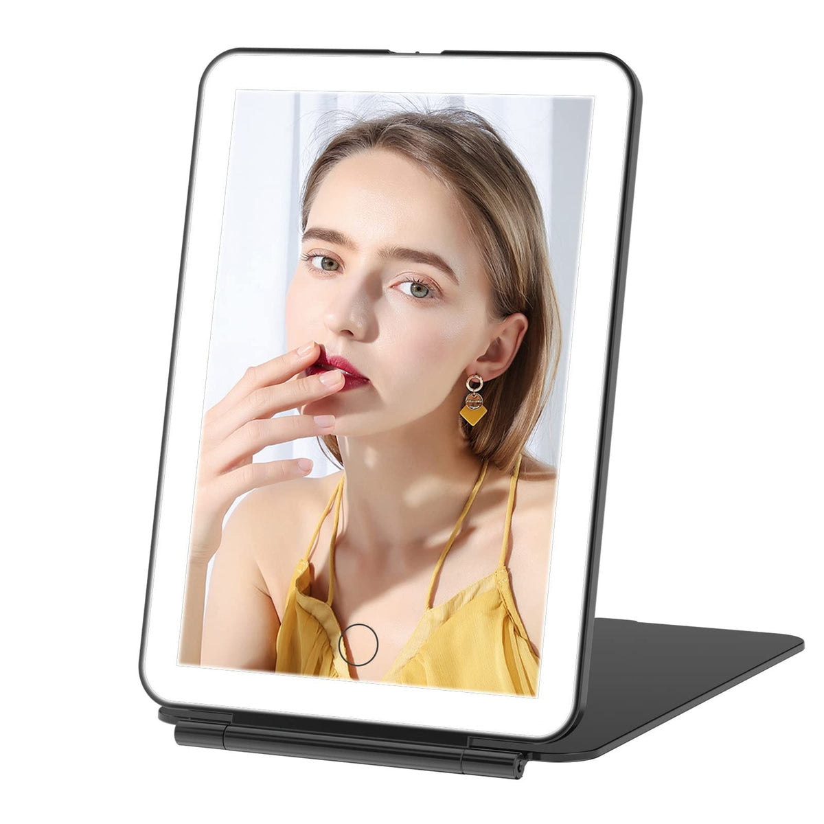Rechargeable Travel Makeup Mirror with 72 LED Lights - Compact & Portable