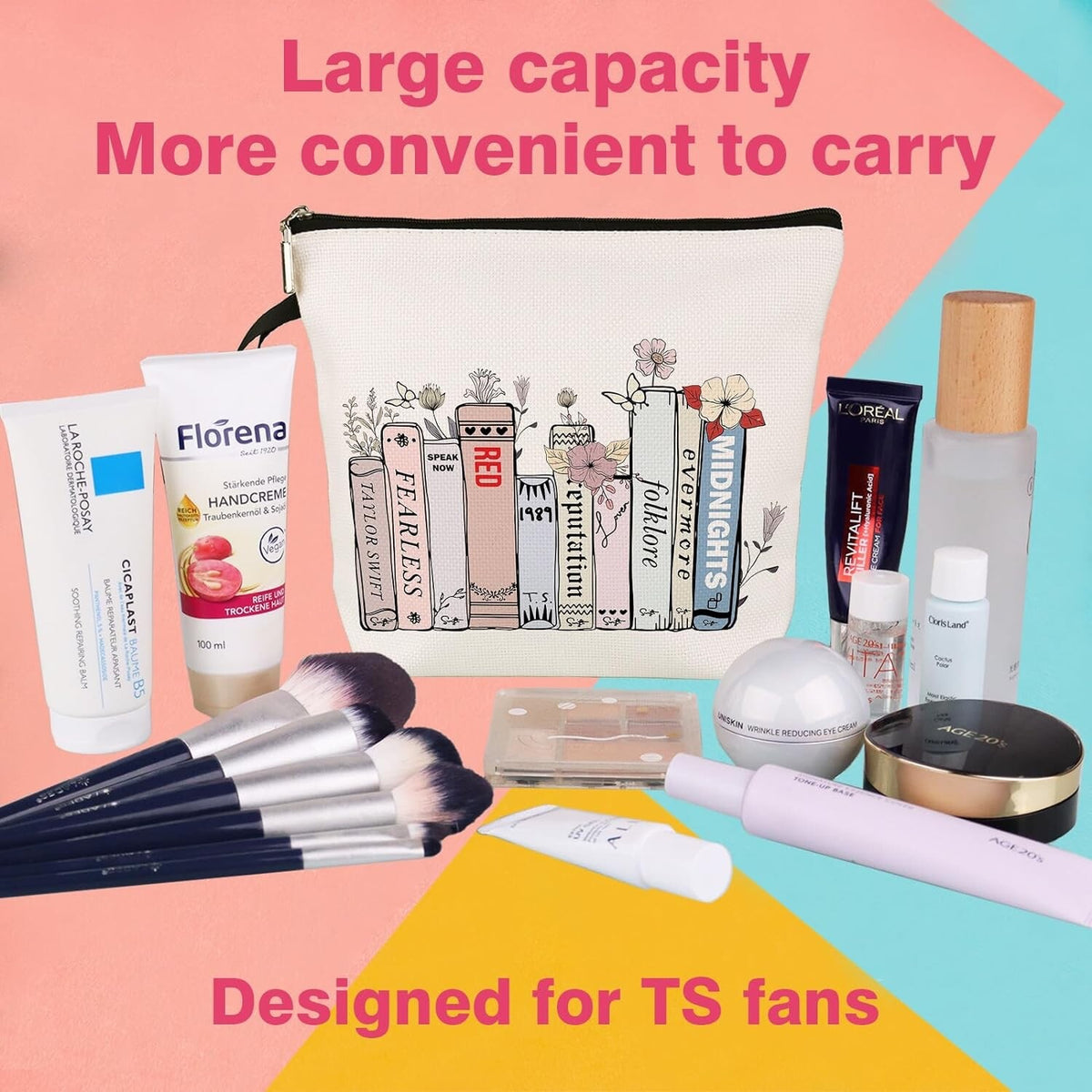 Singer TS Fans Cosmetic Makeup Bag Travel Organizer Gift for Music Fans