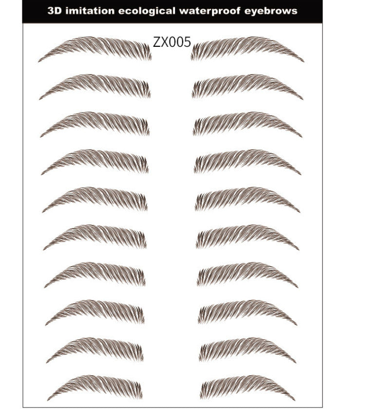 Waterproof Microblading Eyebrow Stickers - Natural Brown 10 Pairs, Fake Tattoo Makeup