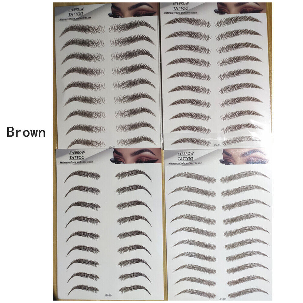 3D Waterproof Hair-Like Eyebrow Stickers - Natural & Reusable, 38 Pairs