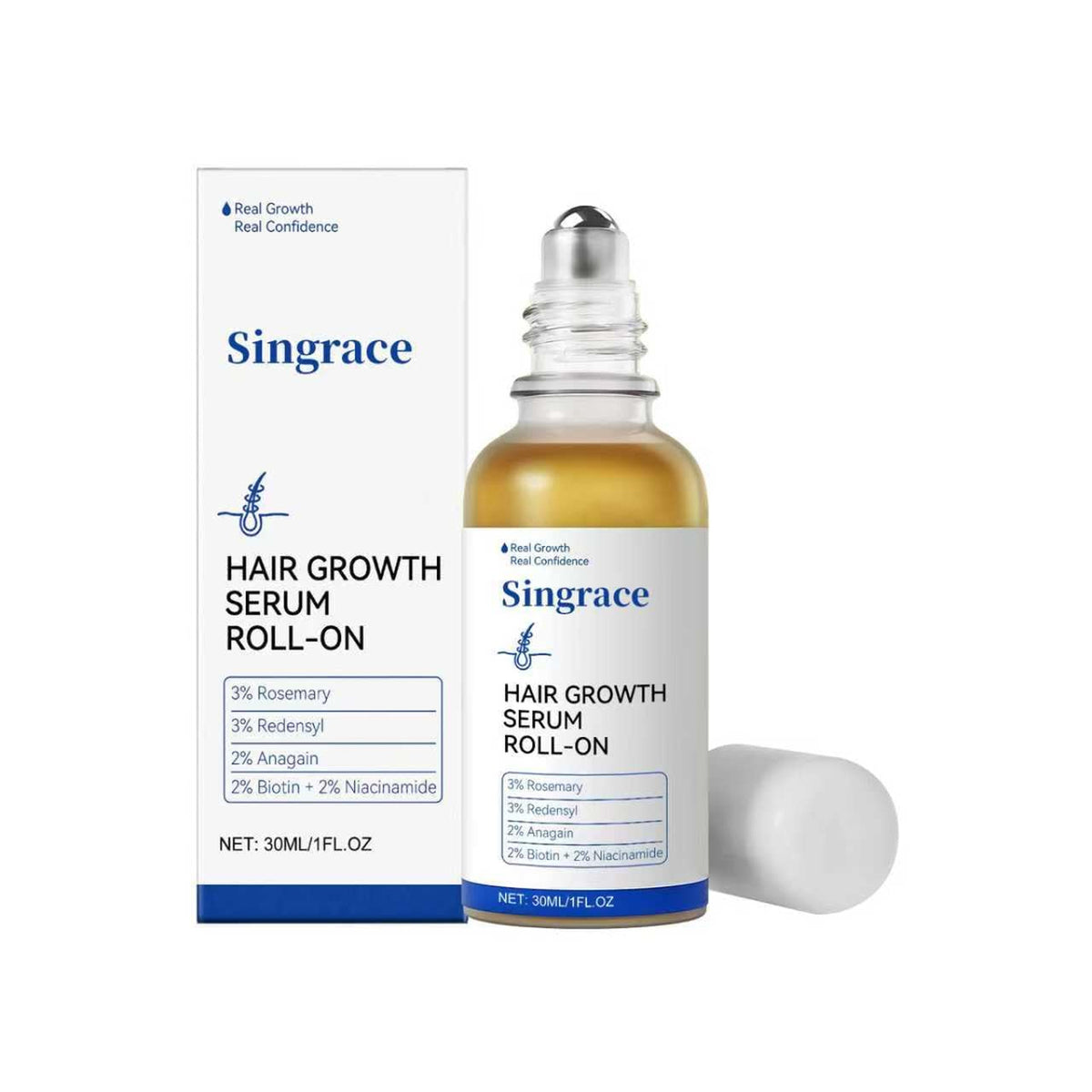 Hair Growth Serum, Biotin, Roll-On, Thinning Treatment, 30ml,