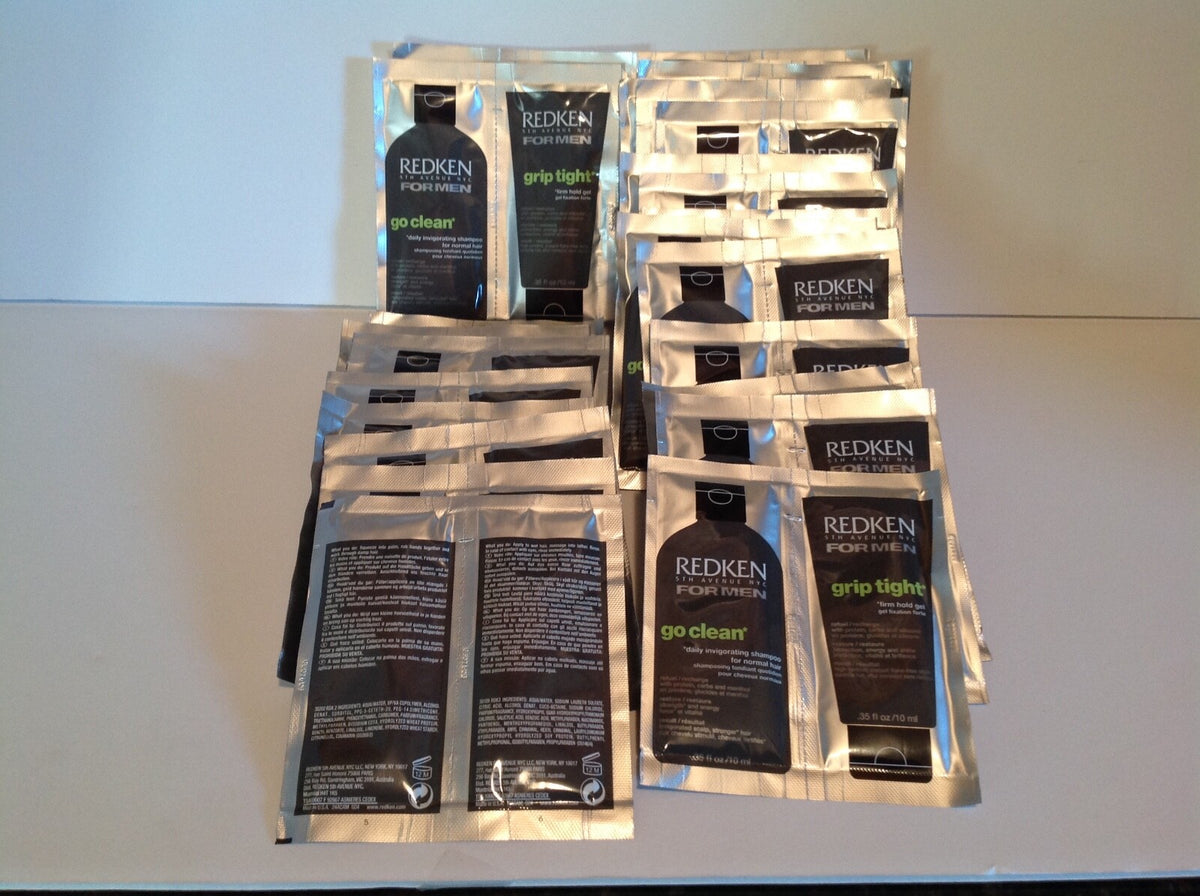 Redken For Men Go Clean Shampoo & Grip Tight Gel 25 Pack Samples
