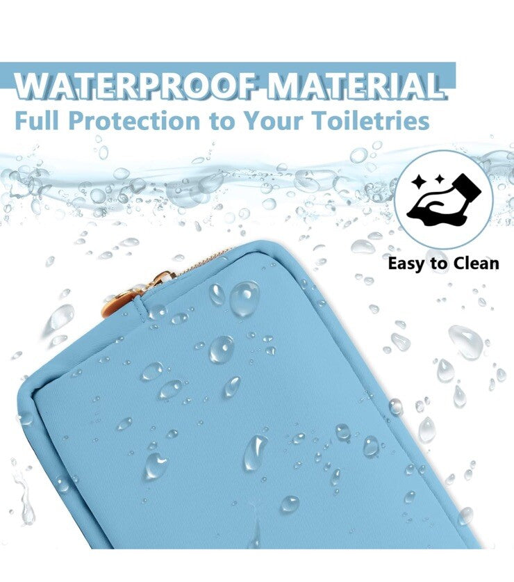 Waterproof Nylon Cosmetic Bag Makeup Pouch Toiletry Organizer - Blue