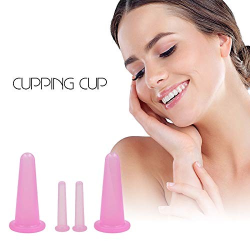 Facial Cupping Set - Natural Silicone Massage Cups for Face, Neck, Body, 4 Pieces