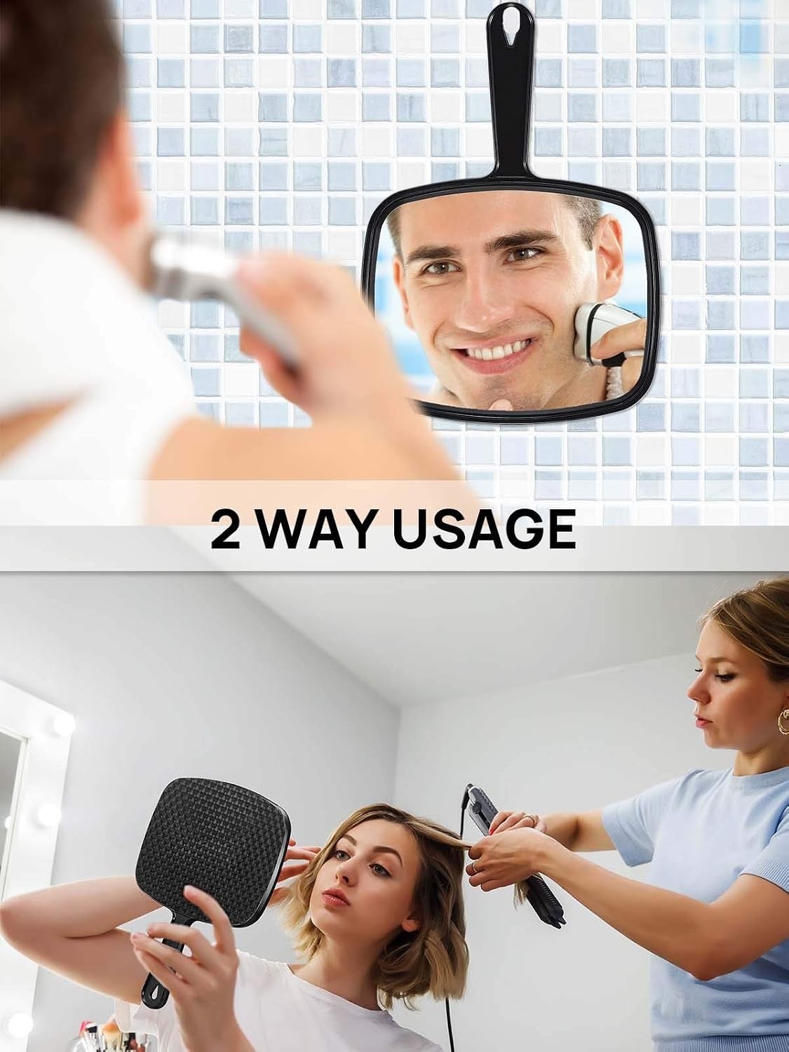 Extra Large Handheld Mirror for Makeup Hair Styling & Beauty