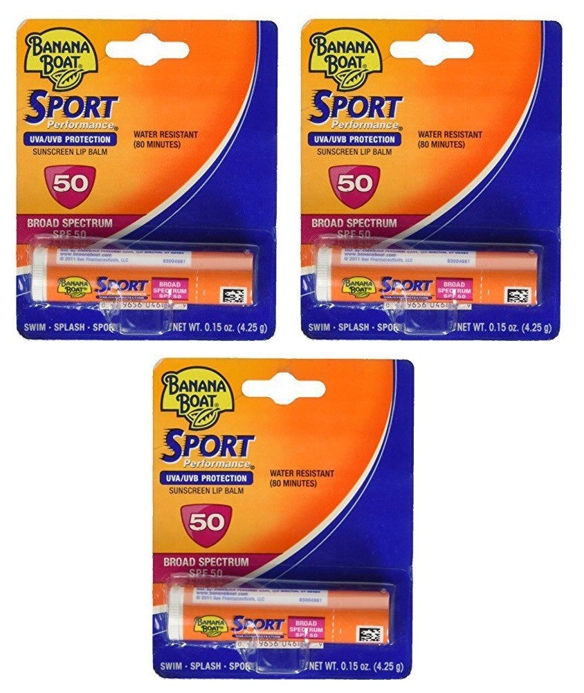 3 Pack SPF 50 Lip Balm for Sun and Wind Protection - Moisturizing Sunscreen Lip Care