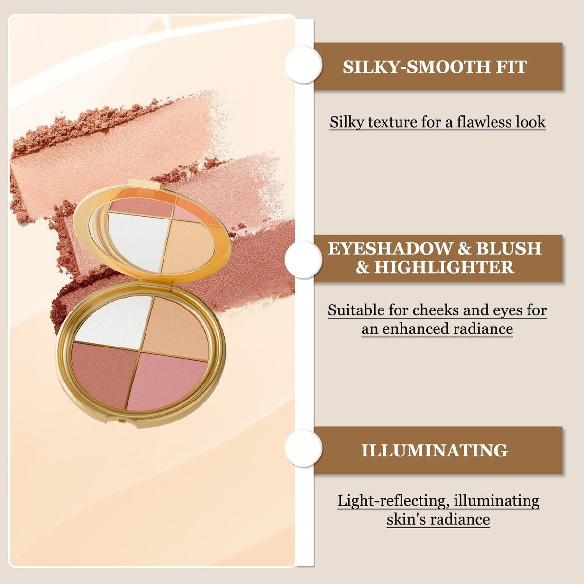 Multifunctional Eye & Cheek Makeup Palette with Highlighters and Eyeshadows
