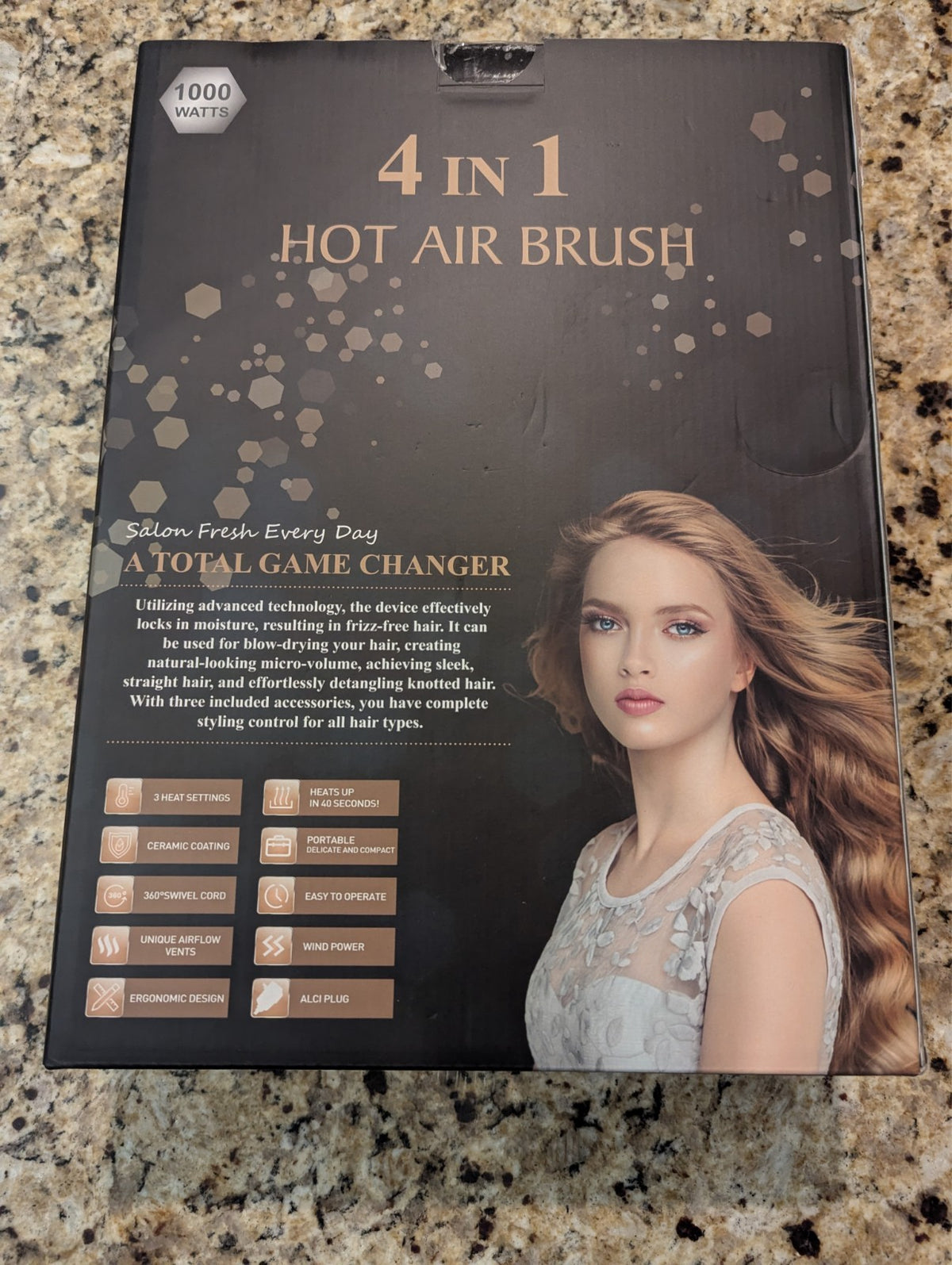 4-in-1 Hot Air Hair Brush, Blow Dryer, Volumizer, Straightener & Curler