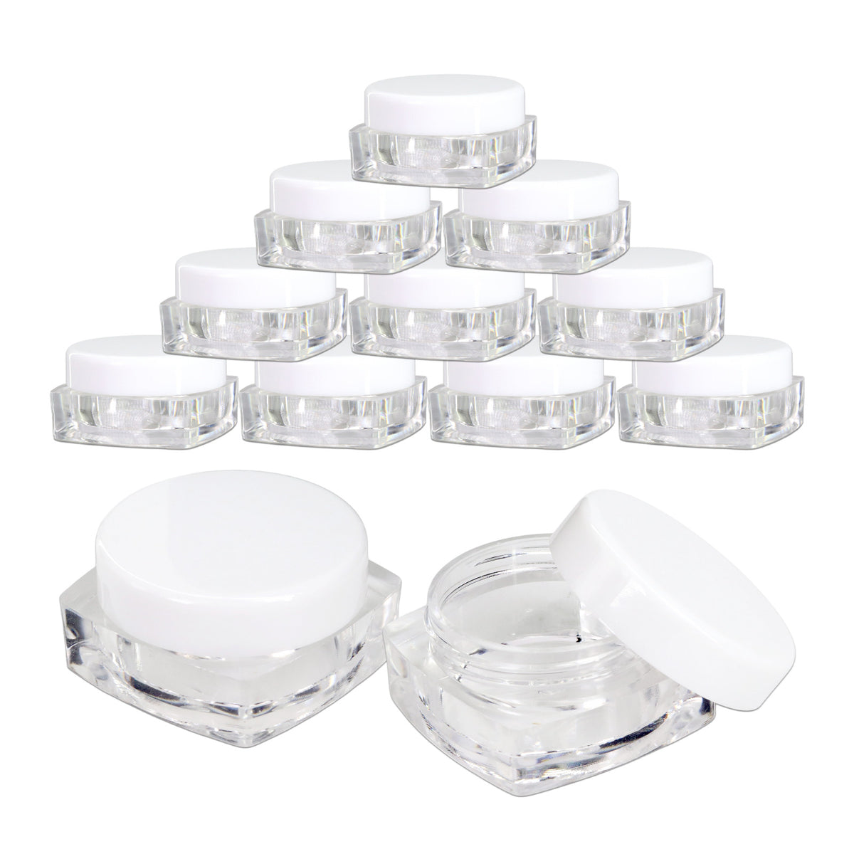 Reusable 5G/5ML Square Clear Jars with Lids for Cosmetics & Lip Balm