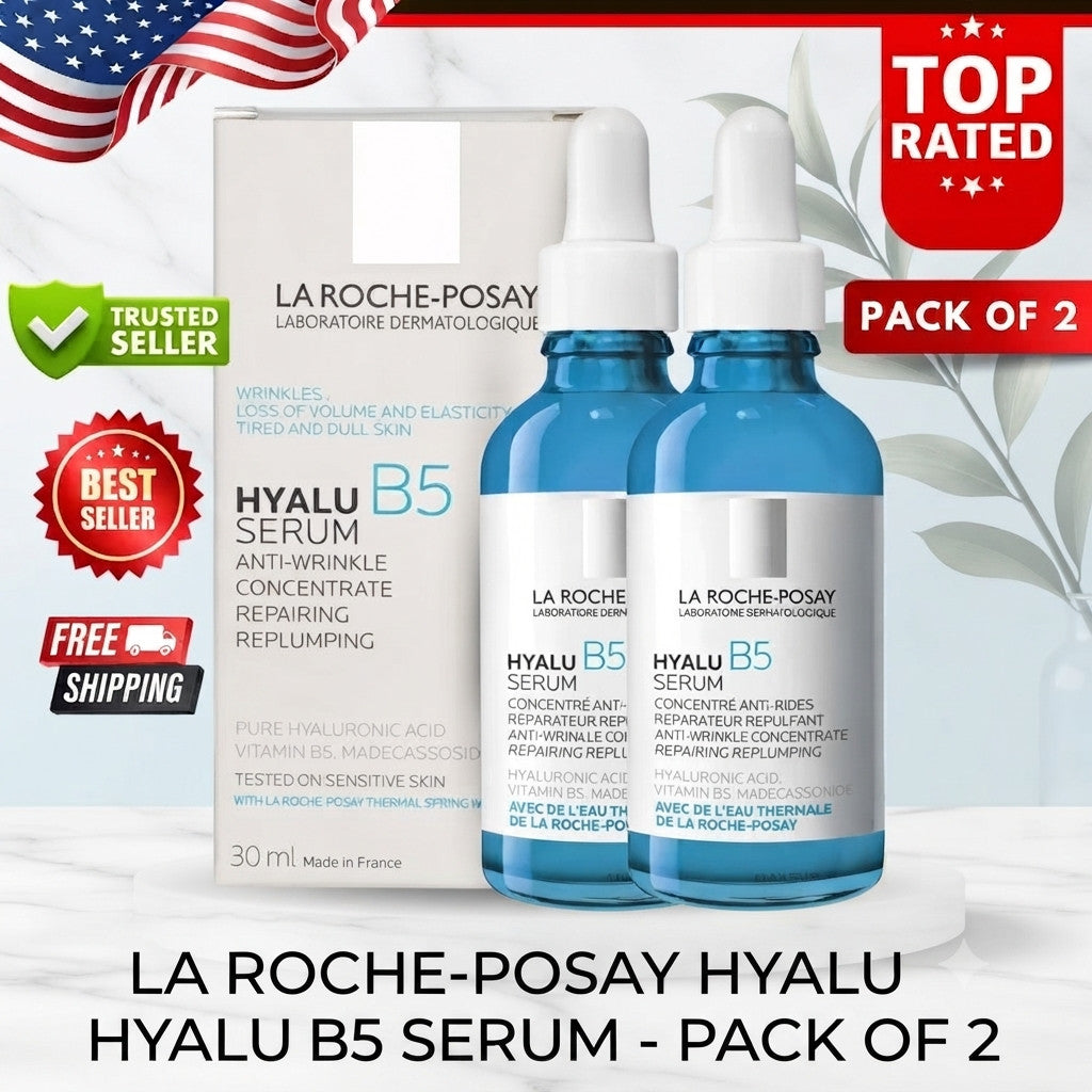 La Roche-Posay Hyalu B5 Anti-Wrinkle Serum Pack of 2 - Hydrating & Smoothing Face Treatment