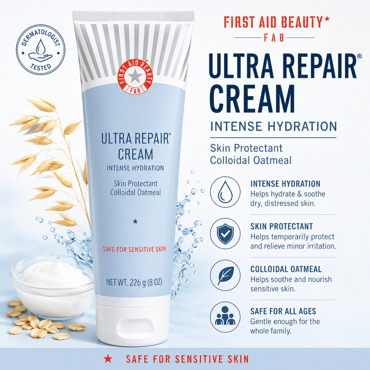 Ultra Repair Cream - Intense Hydration for Dry Skin, 8 oz