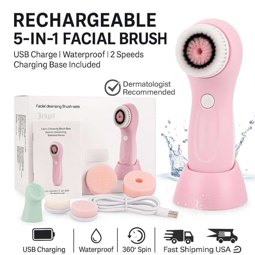 Electric Facial Cleansing Brush Rechargeable 5-in-1 Skin Pore and Blackhead Remover