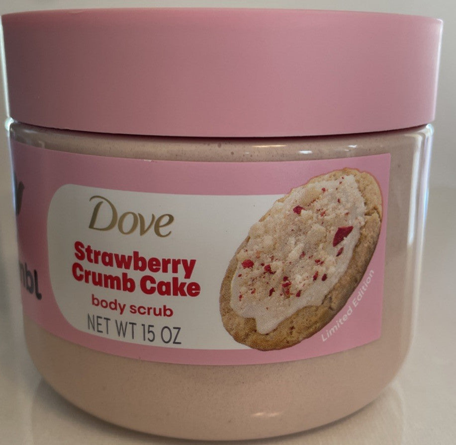 Lot of 2 Dove X Crumbl Strawberry Crumb Cake Body Scrub 15 oz.